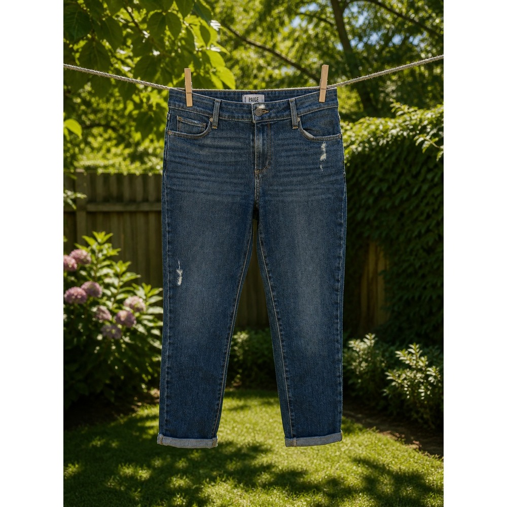 PAIGE Brigitte Jeans Women's Size 26 Slim Straight Cropped Blue Denim